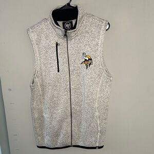 47 Brand Minnesota Vikings Gray Zip Up Sweater Vest